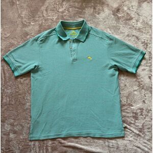 MEN'S TOMMY BAHAMA STRIPED POLO SHIRT Button LOGO Size‎ Large